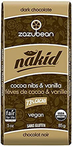 Picture of Nakid, Dark Chocolate, 73% Cacao, Cocoa Nibs & Vanilla, Organic